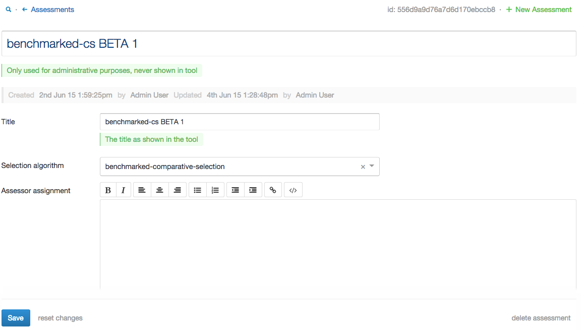 Assessment Editor